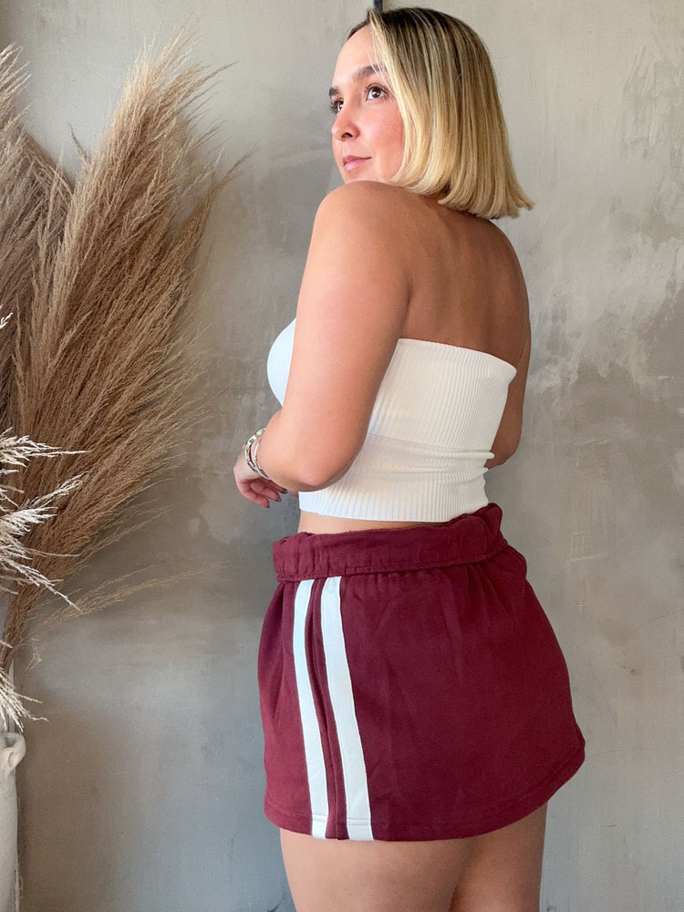 FINAL SALE - Burgundy Fold Over Skort