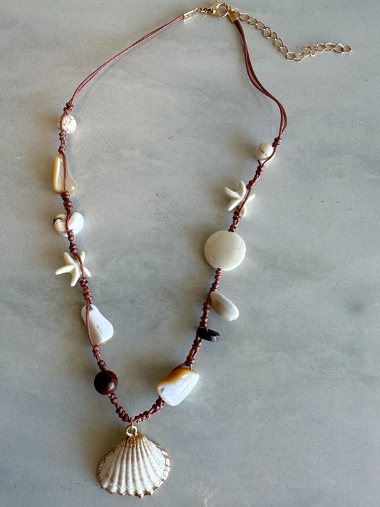 Brown Cord Shells Necklace