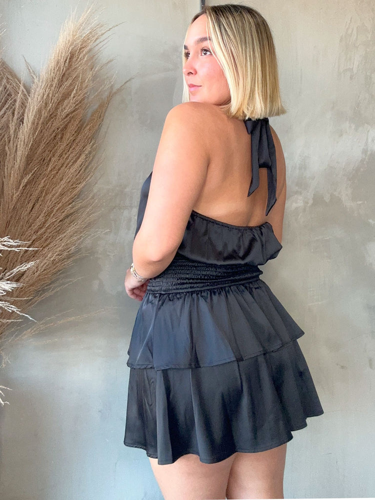 FINAL SALE - Itzia Black Halter Dress