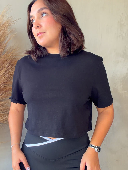 Allison Black Crop Tee