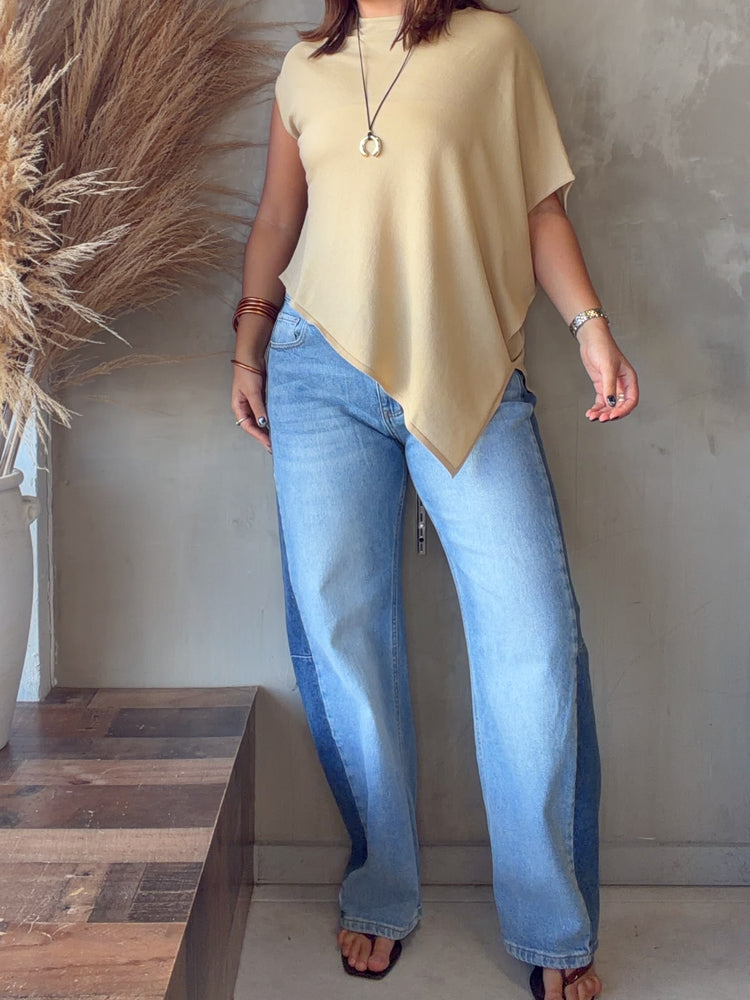 Lydia Beige Asymmetrical Blouse