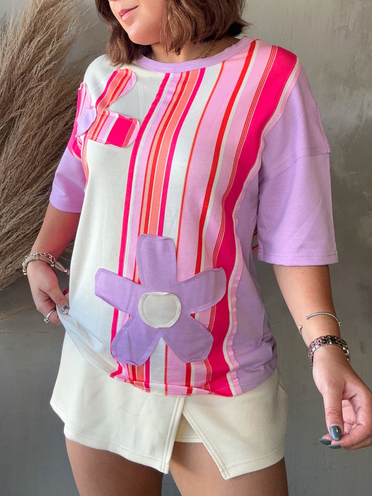Lorena Flowers Striped Top