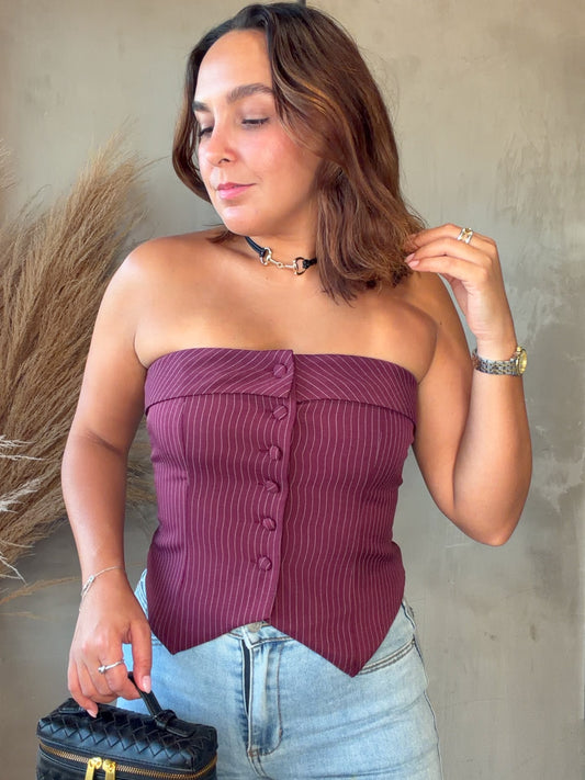 Sue Wine Vest Tube Top