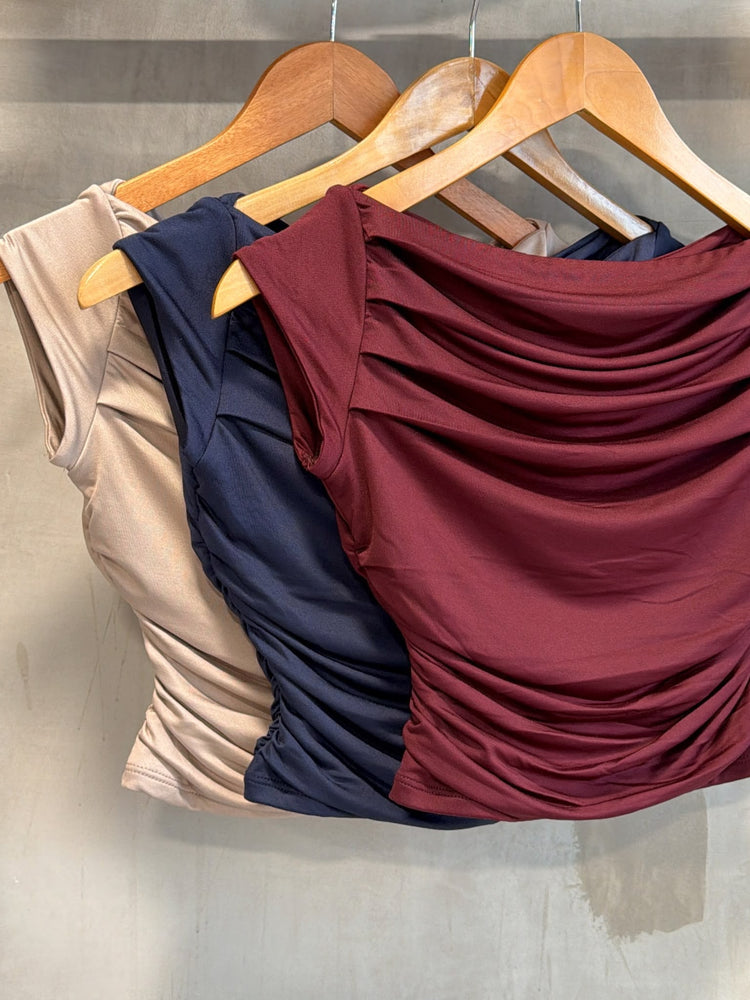 Bea Navy Ruched Top