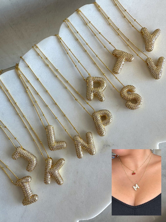 Gold Balloon Rhinestones Initial