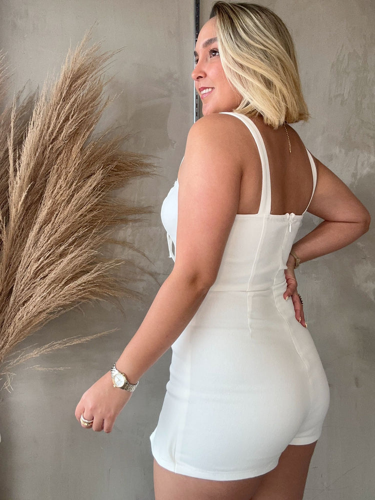 Vikki White Denim Romper