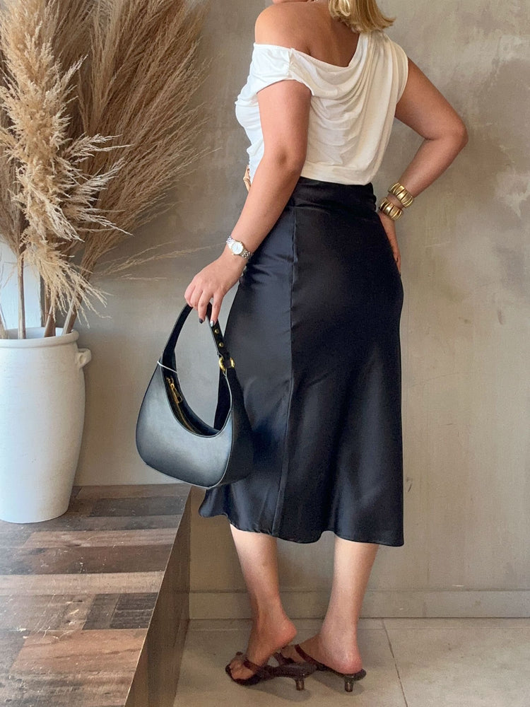 FINAL SALE - Daphne Black Satin Skirt