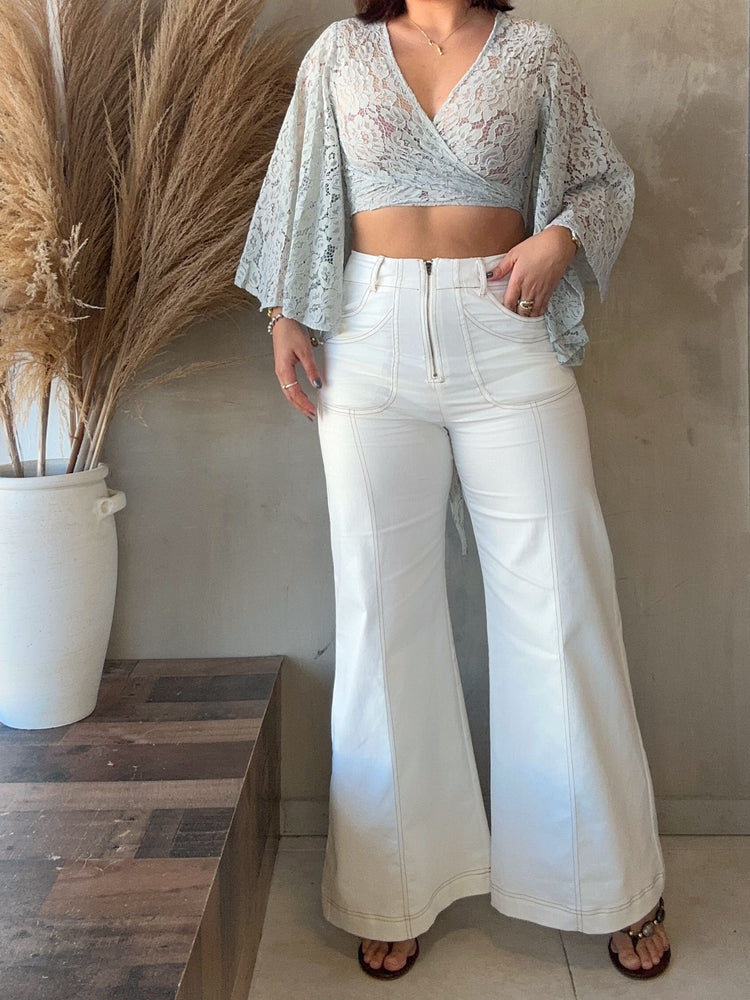Pilar White Zipper Jean