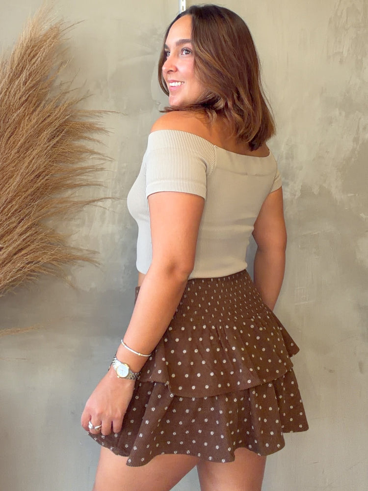 Zoe Brown Polka Dots Skort