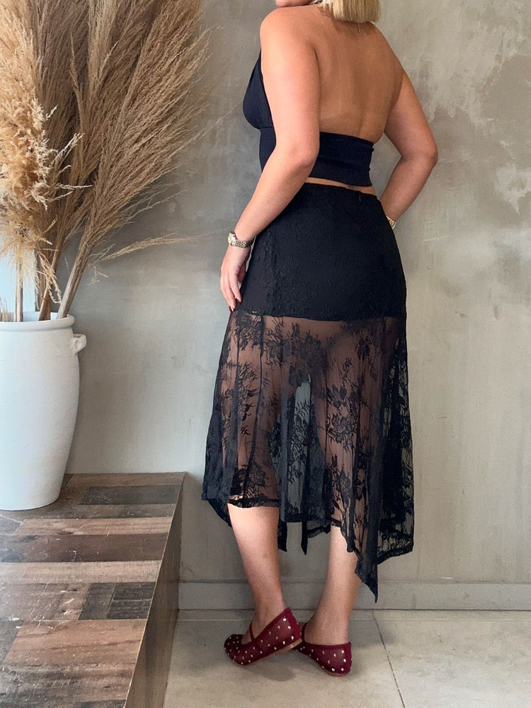 FINAL SALE - Paula Lace Slit Skirt
