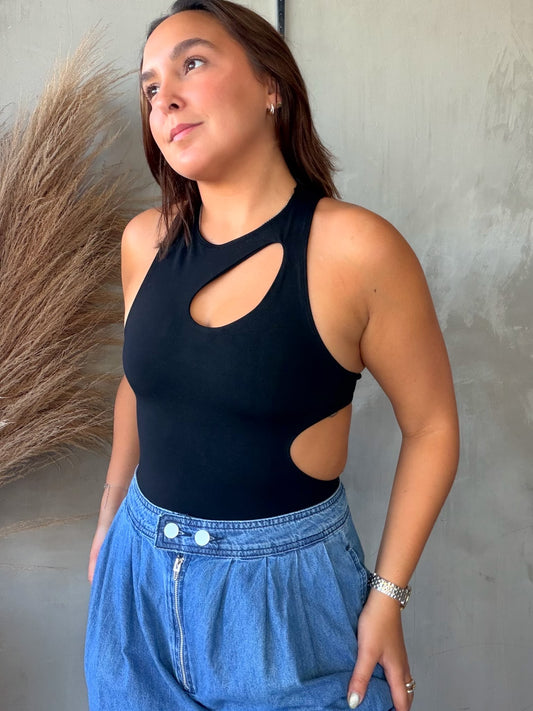 Mercedes Black Cut Out Bodysuit