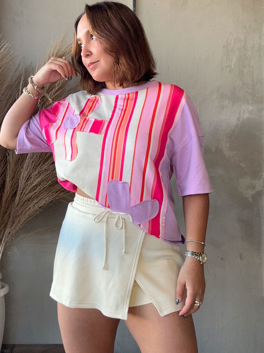 Lorena Flowers Striped Top