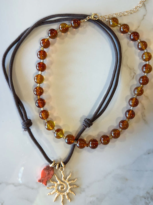 Two Necklaces Sun Set