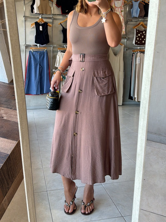 Adina Espresso Belted Dress