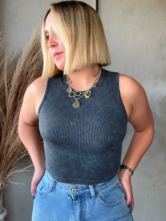 Leia Black Washed Basic