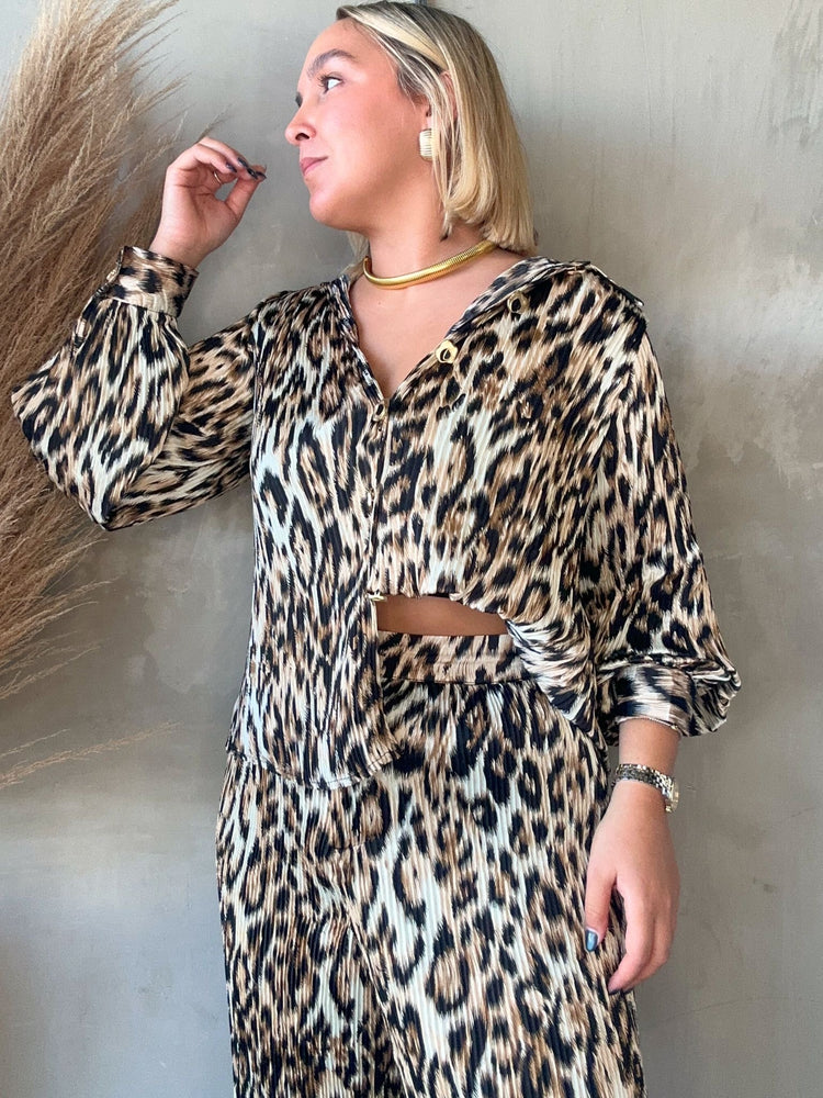 FINAL SALE - Enid Leopard Pleated Set