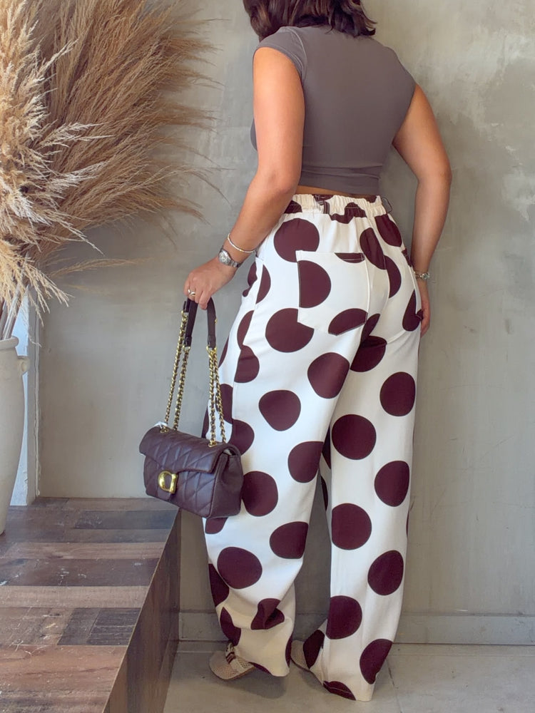 Marjo White/Brown Polka Jean