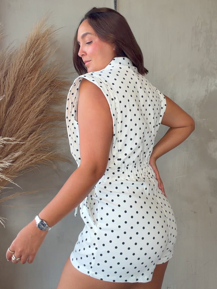 Celeste Polka Dots Romper