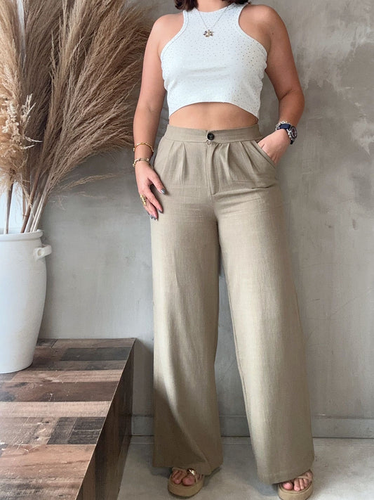 Siara Olive Linen Pants