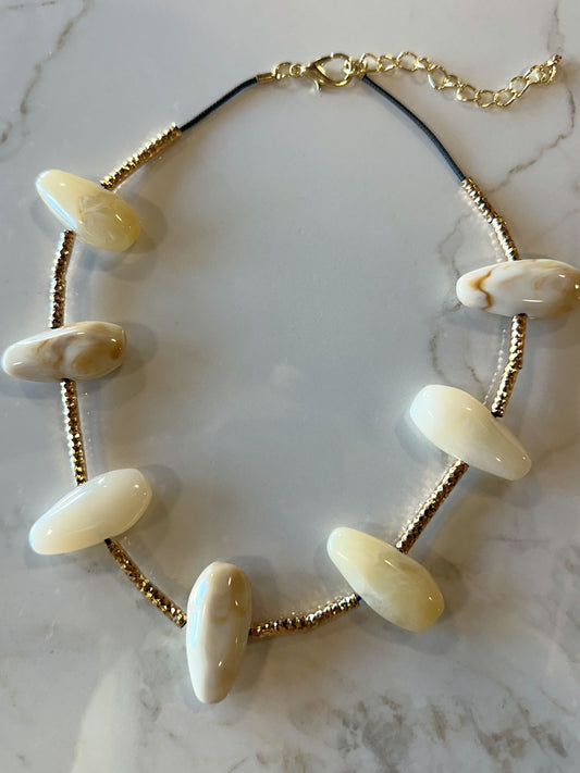 Beige Marble Statement Necklace