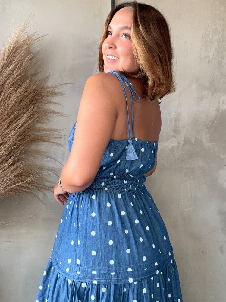 Nina Polka Dots Denim Dress
