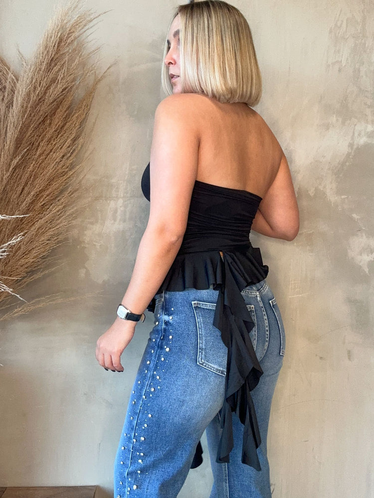 FINAL SALE - Indiana Black Ruffled Top