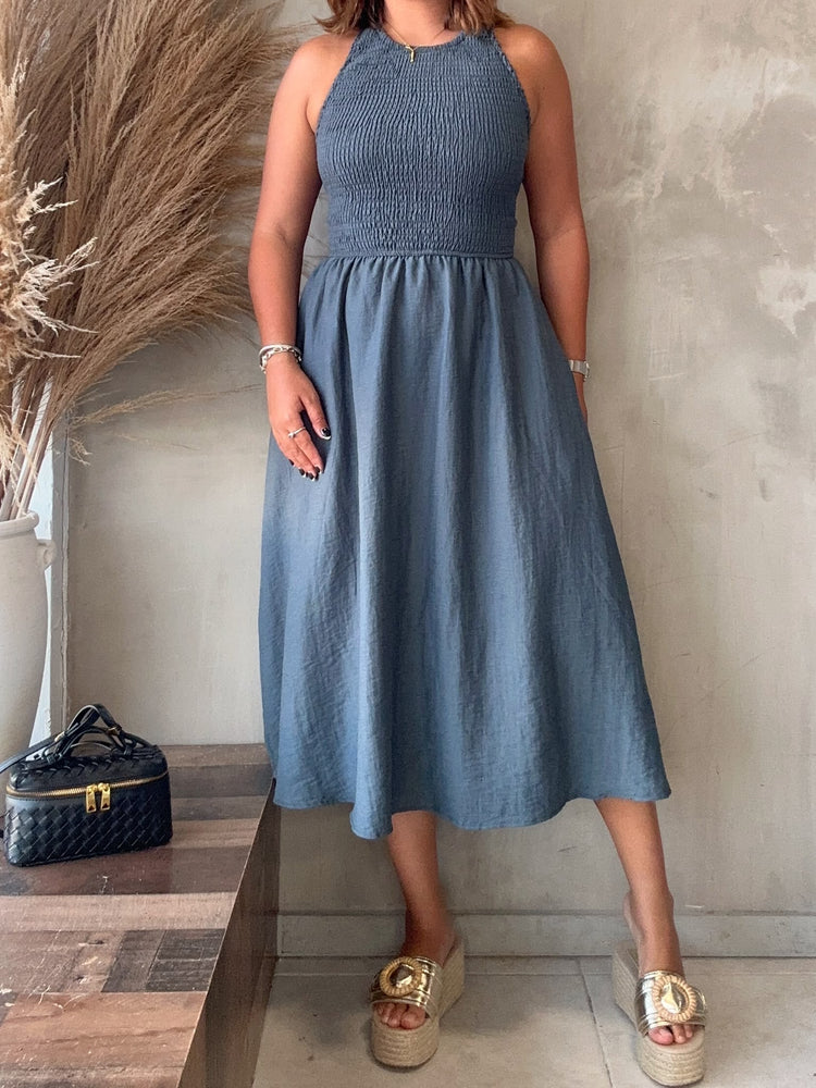 Alyssa Blue Midi Dress