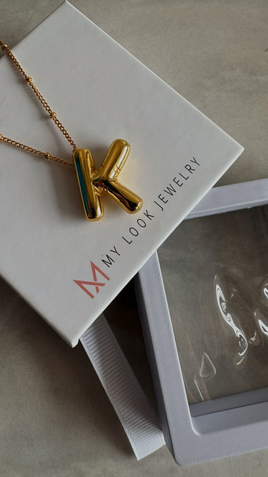 Gold 3D Balloon Initial Necklace