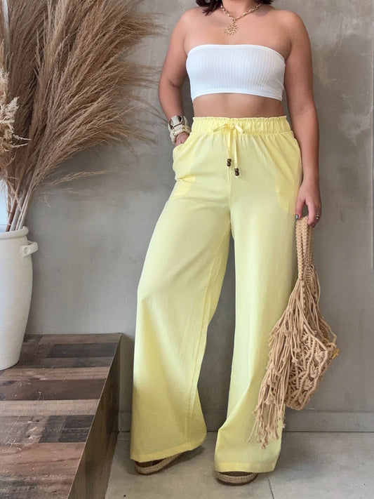 Melina Yellow Linen Pants