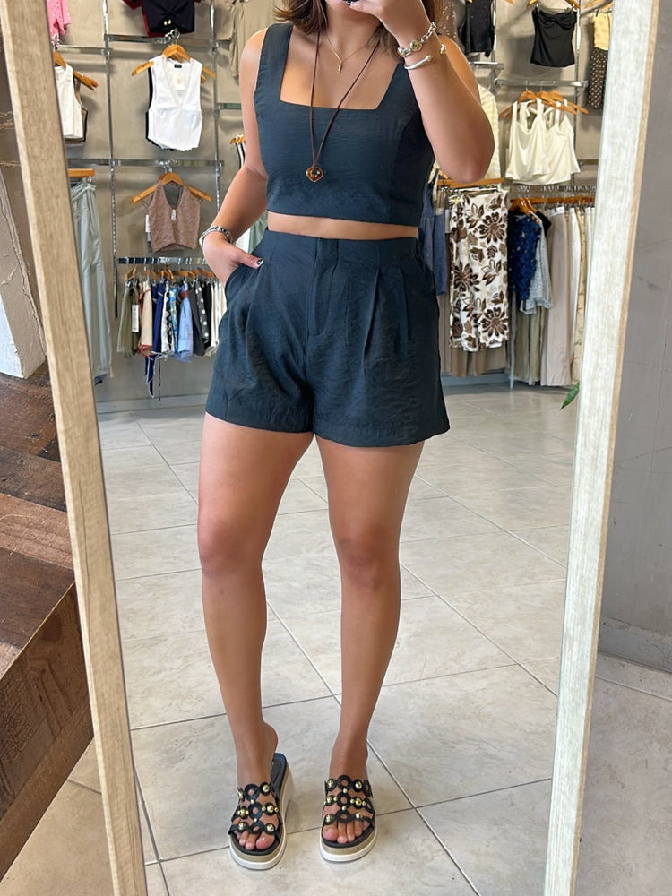 Lucero Black Top & Shorts Set