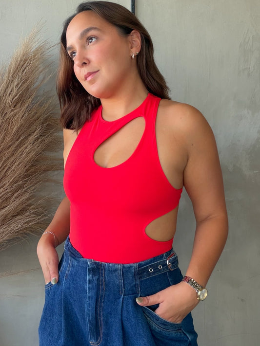 Mercedes Red Cut Out Bodysuit