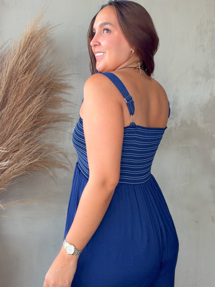 Aliana Navy Balloon Jumpsuit
