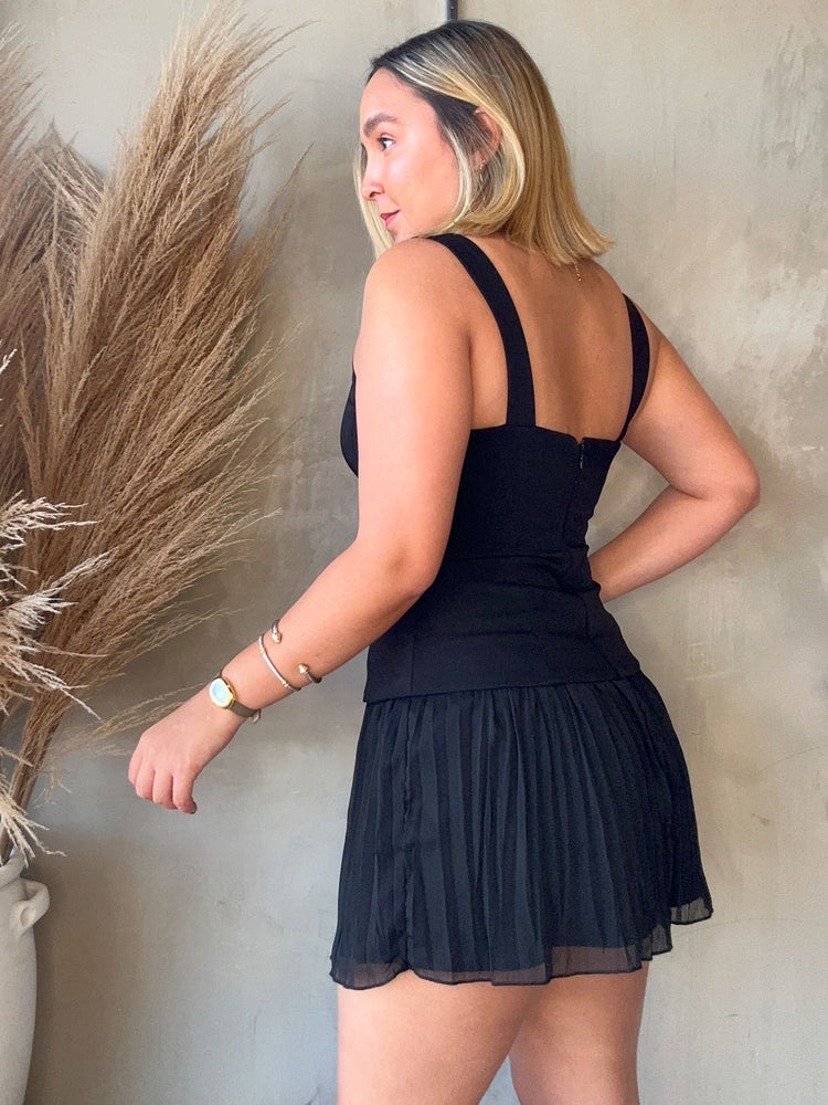 FINAL SALE - Black Pleated Dress