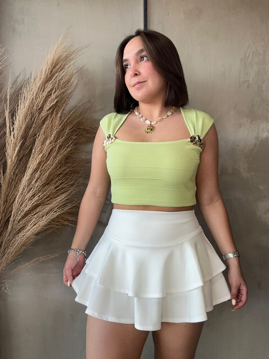 Diana White Ruffled Skort