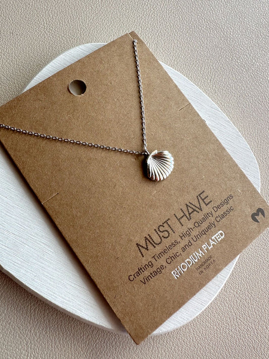 Rhodium Plated Shell Necklace