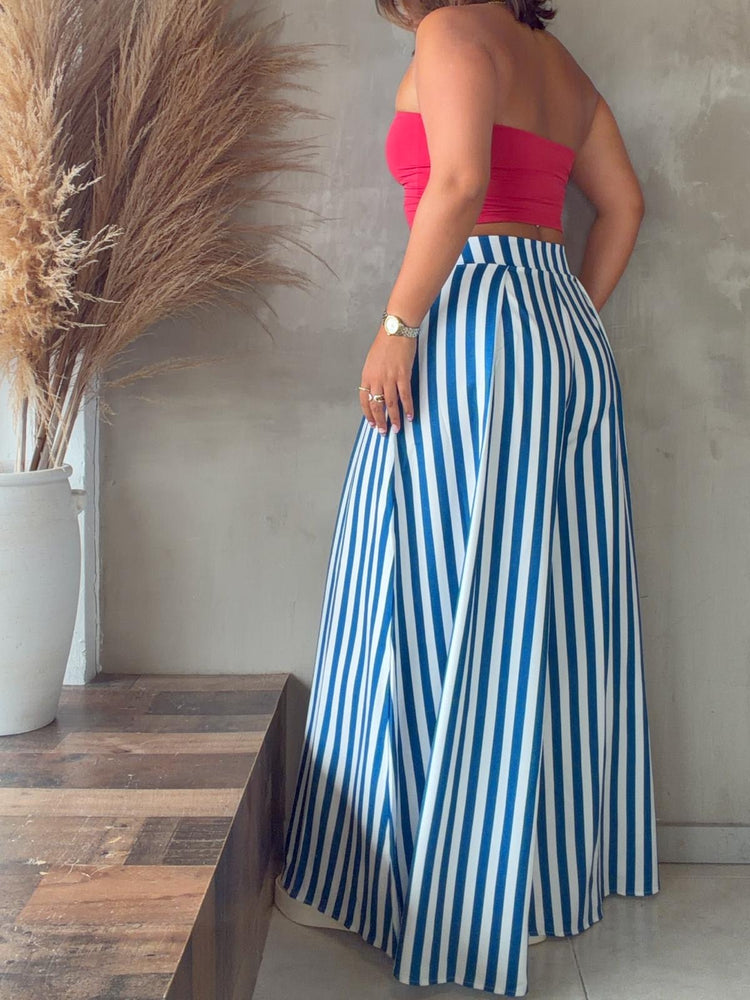 Leena Navy/White Striped Palazzo