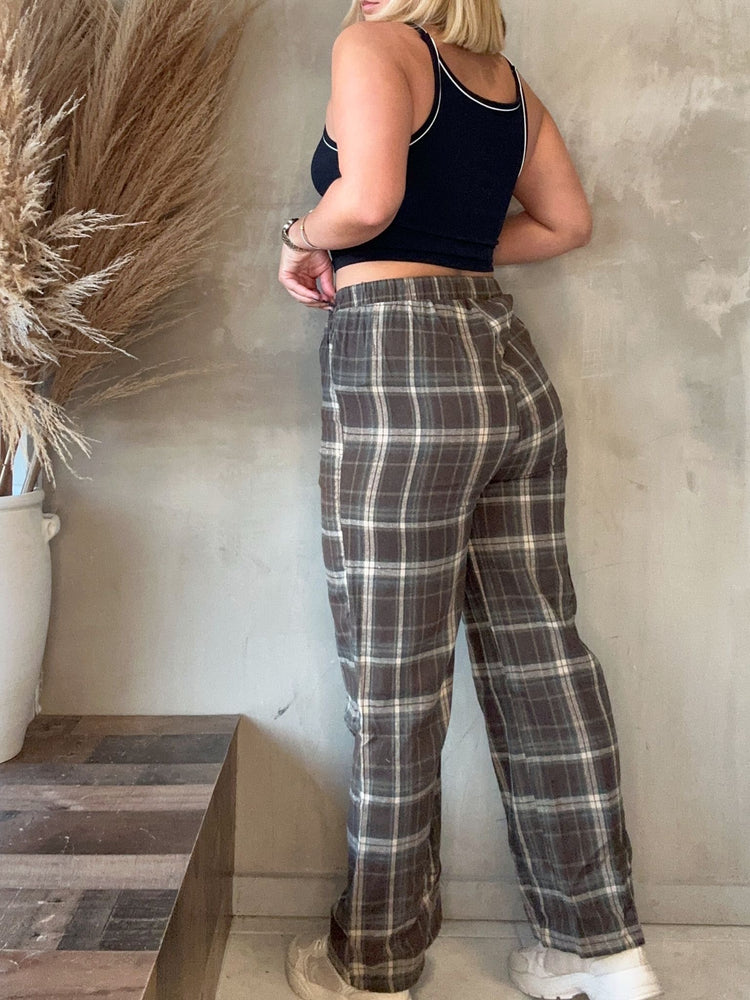 Maryah Brown Plaid Pajama Pant
