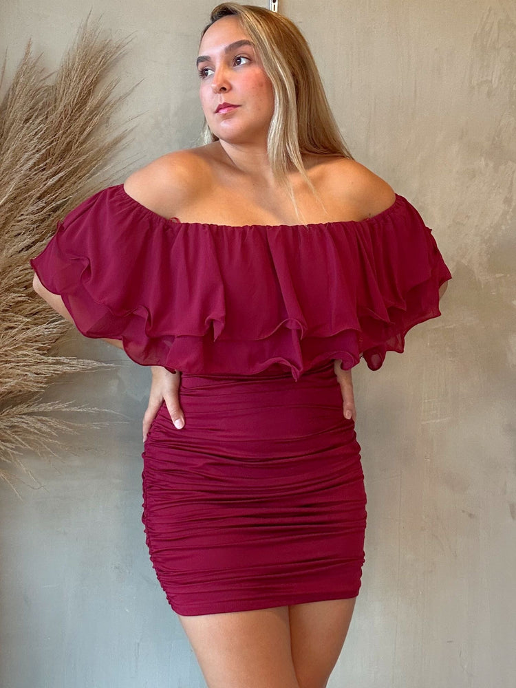 FINAL SALE - Lilliana Burgundy Dress