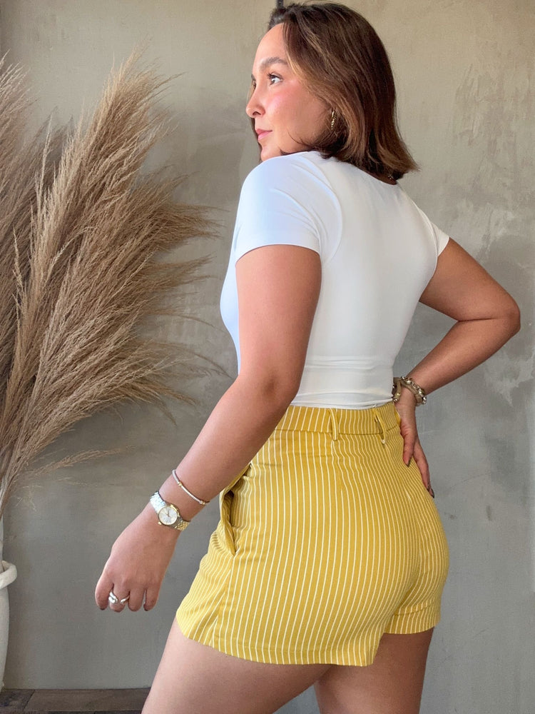 Zoe Yellow Striped Skort