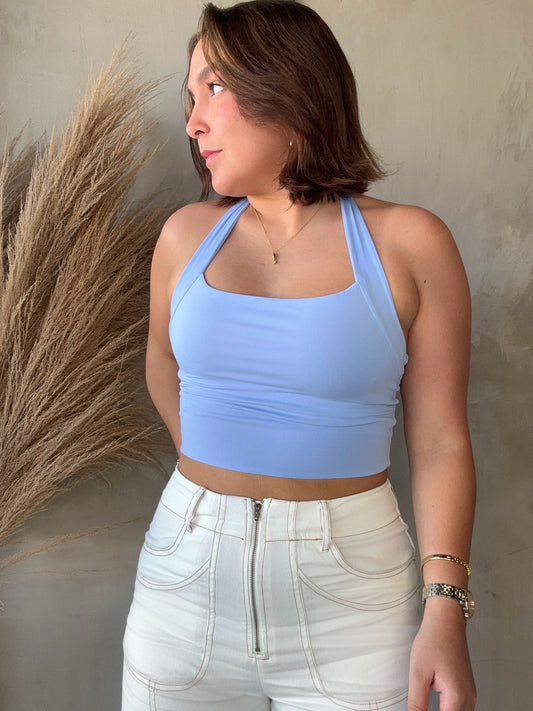 Itzel Blue Halter Top