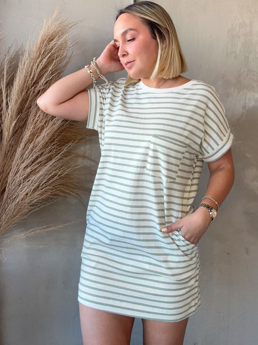 Kaileen Sage Striped Dress