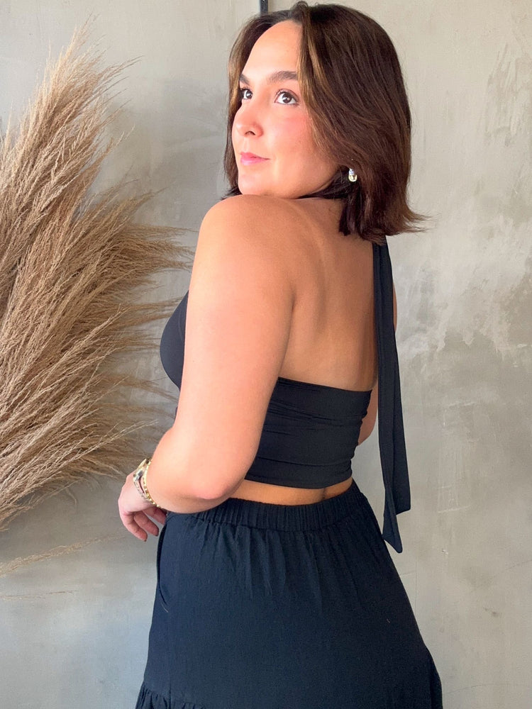 Itzel Black Halter Top