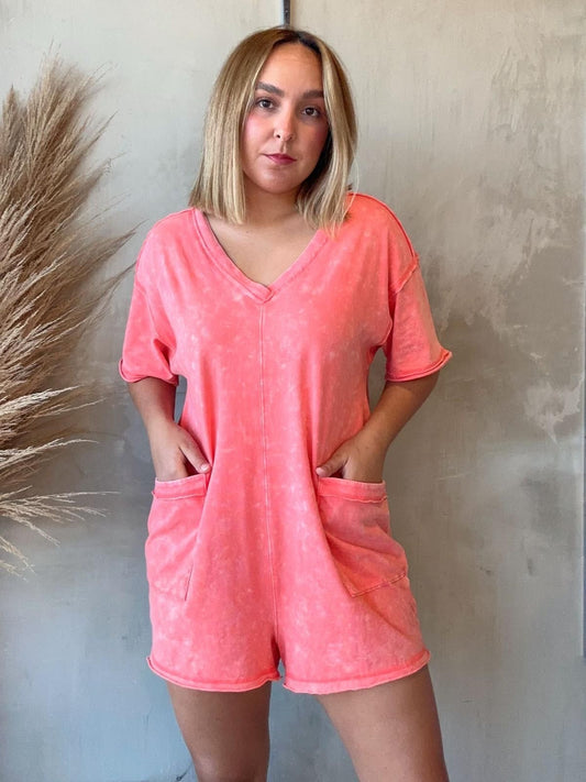 FINAL SALE - Coral Romper