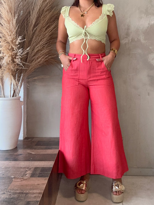 Amanda Red Wide Leg Jean
