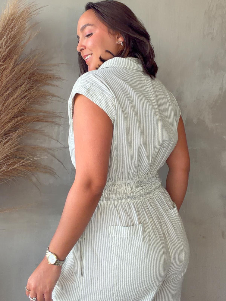 Monika Cream Striped Jumpsuit