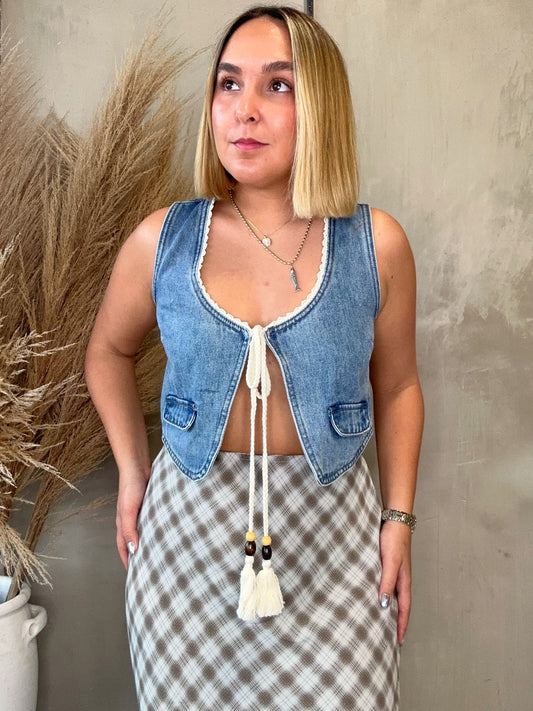 FINAL SALE - Ceci Denim Boho Vest