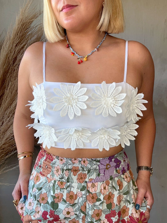 Barbara White Floral Top