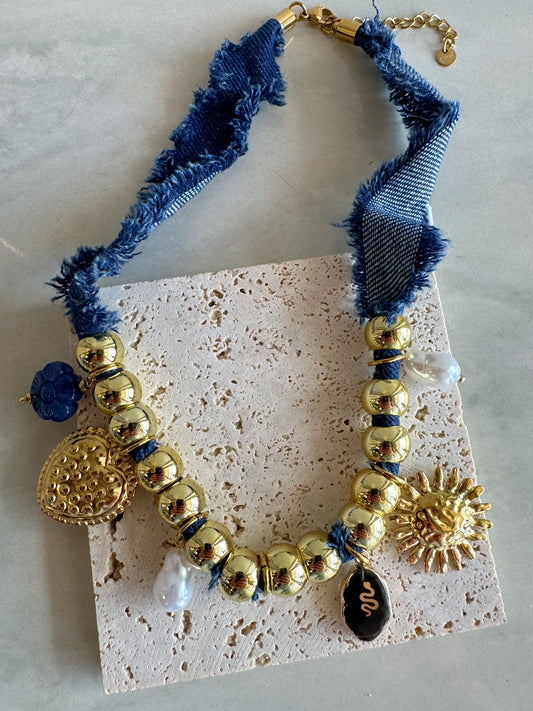 Denim & Charms Necklace