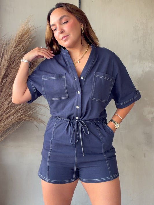 Susana Navy Romper