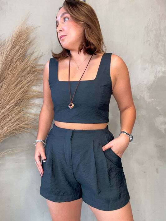 Lucero Black Top & Shorts Set